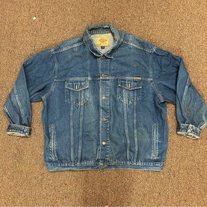 Dickies Classic Trucker Denim Jacket Mens 3XL Dark Blue Wash Casual Workwear